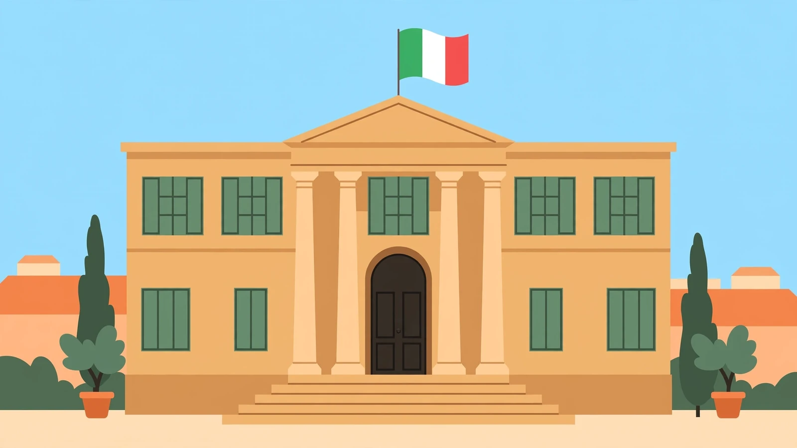 Facciata classica di un edificio istituzionale italiano con colonne